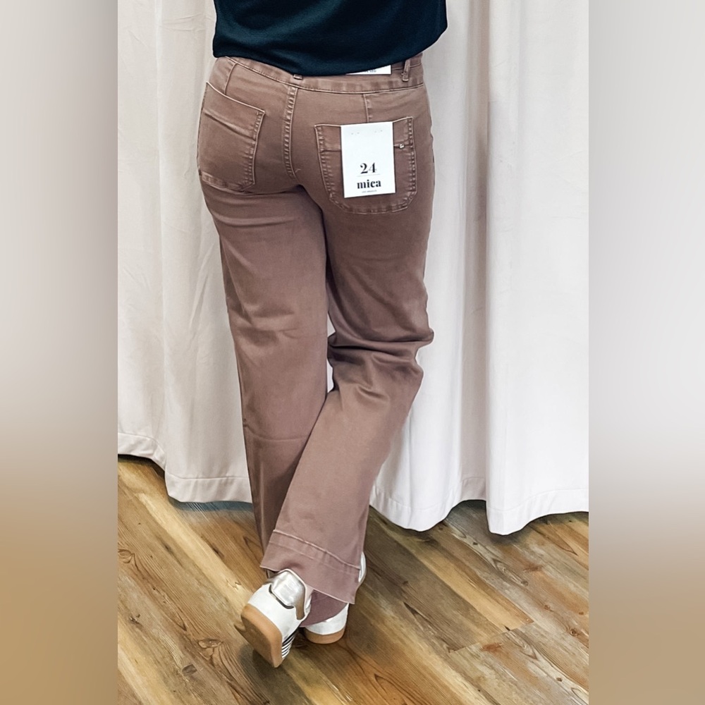 Mica Denim Super High Rise Double Button Waist Wide Leg Cocoa Jeans MDP-W3209 - Picture 7 of 7